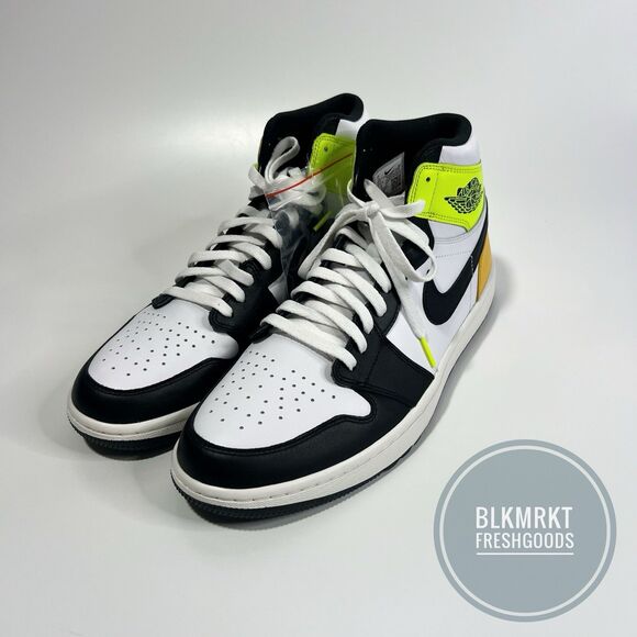 Nike Air Jordan 1 High Golf Shoe White Black Volt Gold DQ0660-105 Size 13 main image 4